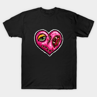 Zombie Heart Stitched Plaster Pink Valentines Day T-Shirt